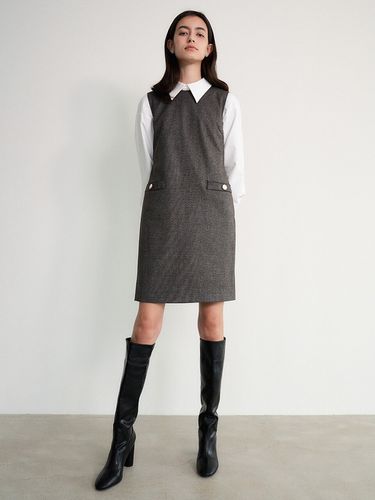 Wool Blend Tweed Midi Dress _ Brown - Et demain - Modalova