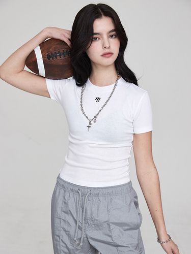 Ribbed Short Sleeves Cropped T-Shirt - MSKN2ND - Modalova