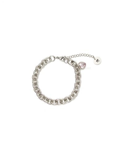 Cross Pink Cubic Heart Surgical Steel Bracelet - MSKN2ND - Modalova