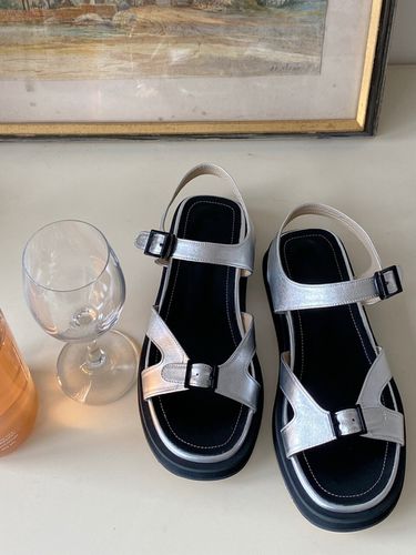 Black Buckle Platform Sandal_Silver - IN THE STAR - Modalova