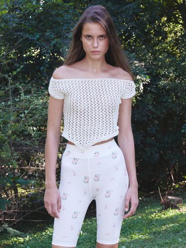 Off-shoulder Crochet Top - Beige - OPEN YY - Modalova