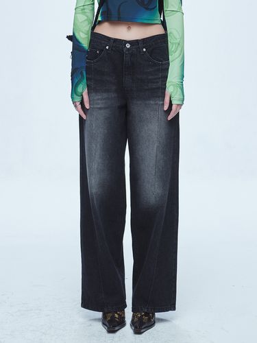 Vintage Washing Wide Denim Pants _Black - SSERPE - Modalova