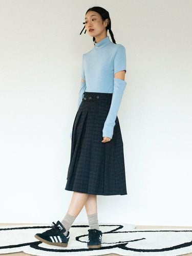 Check Midi Wrap Skirt_Navy - oneninenineone - Modalova