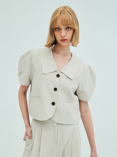 Puff Sleeve Cropped Jacket_Beige - OPENING SUNSHINE - Modalova