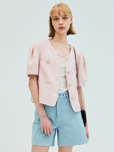 Puff Sleeve Tweed Jacket_Pink - OPENING SUNSHINE - Modalova