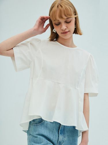 Back Ribbon Detail Peplum Blouse_White - OPENING SUNSHINE - Modalova