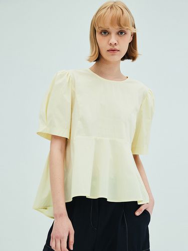 Back Ribbon Detail Peplum Blouse_Yellow - OPENING SUNSHINE - Modalova