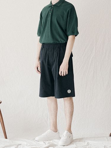 Washed Cotton Half Banding Pants_Navy - FFEFF STUDIO - Modalova