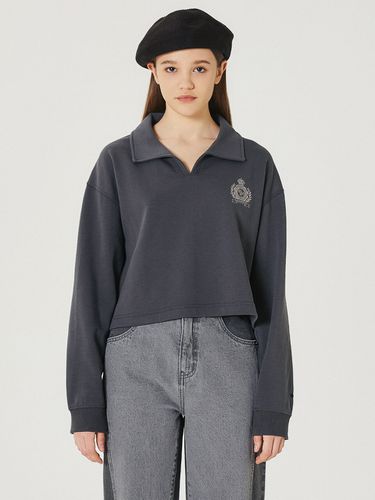 V-Neck Collar Sweatshirt - Charcoal - MARKM - Modalova