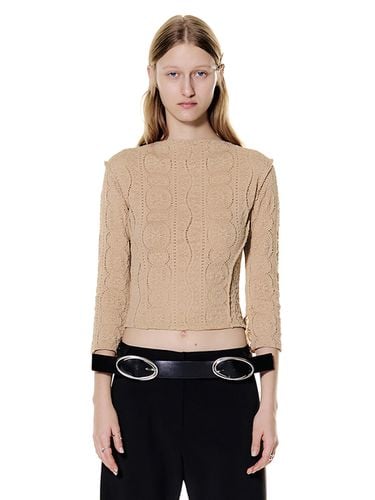 Lace Boat Neck Top _Beige - YUNSE - Modalova