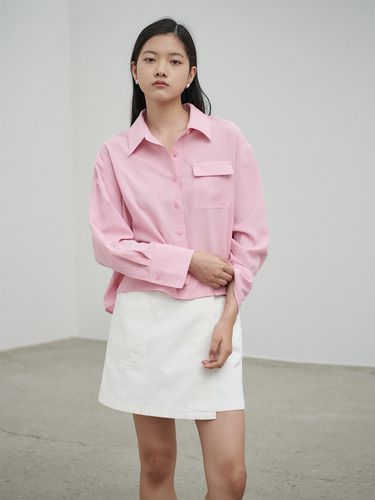 Linen Casual Crop Shirt_Pink - NILBY P - Modalova