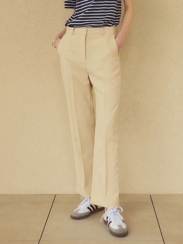 Polyester Straight Leg Fit Slacks _Yellow Beige - Siyazu - Modalova