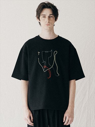 Drawing Embroidery T-shirt_Black - FFEFF STUDIO - Modalova