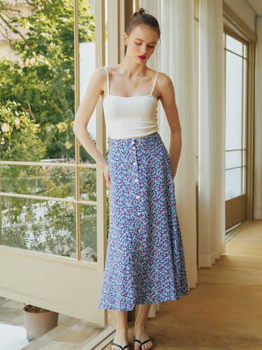 Button Point Midi Skirt _Blue - VEM.VER - Modalova