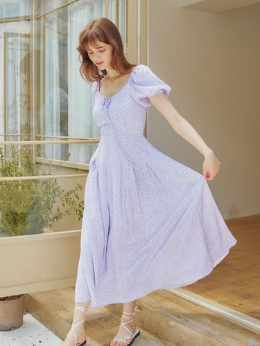 Sweetheart Neck Pleats Maxi Dress _Lavender - VEM.VER - Modalova