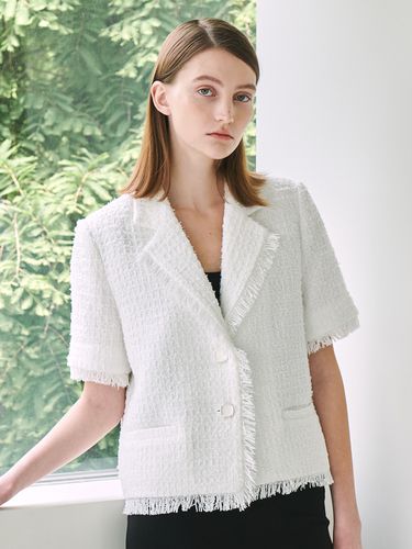 Tweed Fringe Jacket_White - Nouve - Modalova