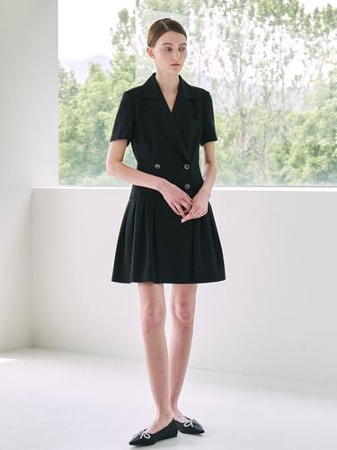 Tweed Double Button Dress_Black - Nouve - Modalova