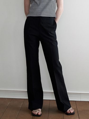 Linen Semi-boot-cut Slacks_Black - LOEIL - Modalova