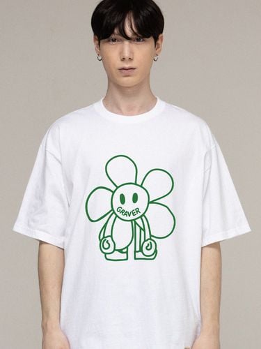 Comics Line Flower Drawing T-Shirt [White] - GRAVER - Modalova