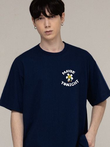 Logo Comics Flower Drawing T-shirt [Navy] - GRAVER - Modalova