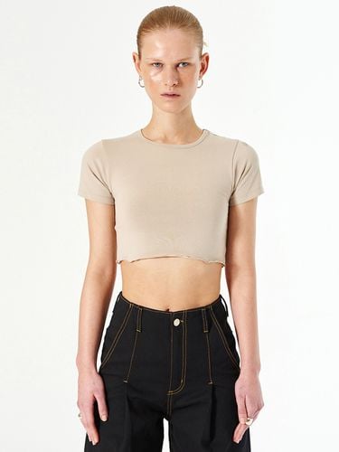 Recycled Crop T-shirt _ Beige - DIAGONAL - Modalova