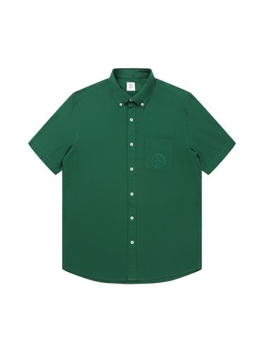 Emblem Embroidery Short Sleeve Shirt_Green - SOLEW - Modalova