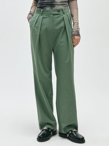 Two Tuck Wool Wide Slacks _ Green - MMIC - Modalova