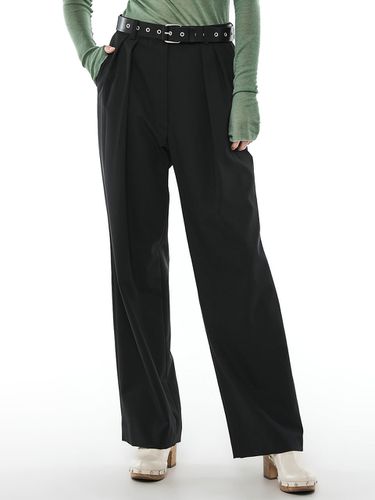 Two Tuck Wool Wide Slacks _ Black - MMIC - Modalova