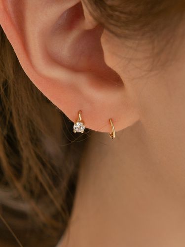 K Gold Mini CZ One Touch Earring - LUNNE - Modalova