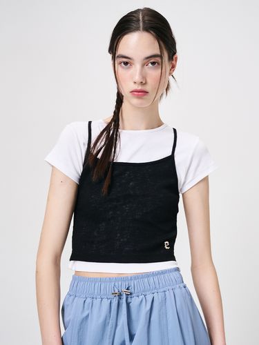 Back Strap Sleeveless Top, Black - ETMON - Modalova