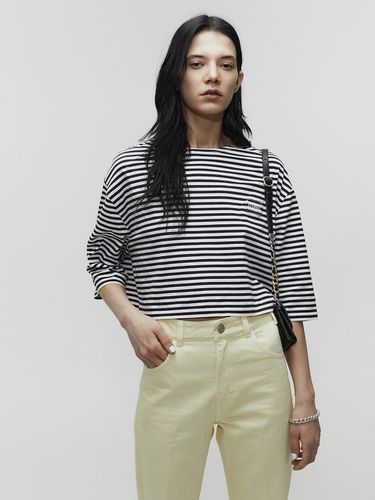 Border Stripe Half Sleeve T-Shirt_Navy - L’H.A.S - Modalova