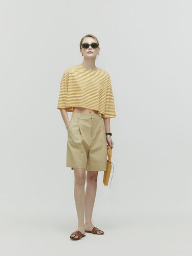 Border Stripe Half Sleeve T-Shirt_Yellow - L’H.A.S - Modalova