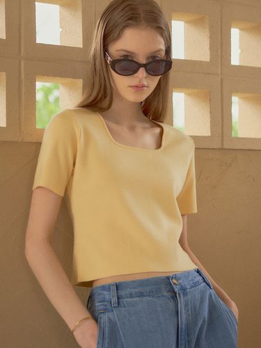 Square Neck Knit Top _Yellow - Siyazu - Modalova