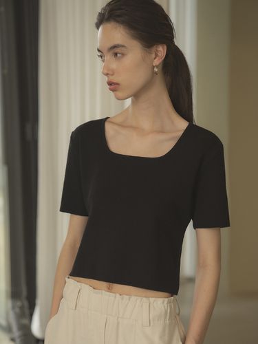 Square Neck Knit Top _Black - Siyazu - Modalova