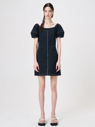 Stitch Puff Mini Dress, Navy - ETMON - Modalova