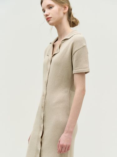 Kit Button Slim Midi Dress _Beige - ADAUL - Modalova