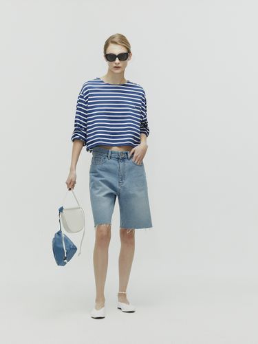 Mid-Rise Relaxed Denim Shorts_Blue - L’H.A.S - Modalova