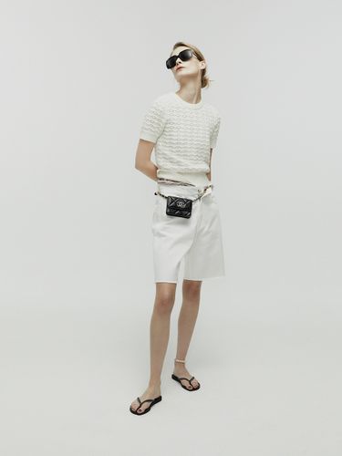 Mid-Rise Relaxed Denim Shorts_White - L’H.A.S - Modalova