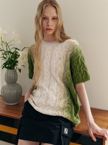 Gradation Washing Cable Knit Top_Green - ROCCI ROCCI - Modalova