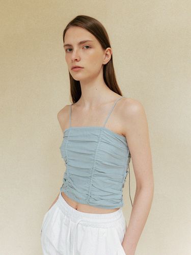 Shirred Bustier Knit Top _Light Blue - LE - Modalova