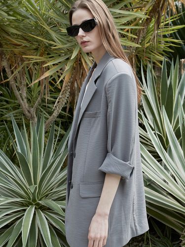 Wrinkled Summer Overfit Jacket_Cement Grey - ouie - Modalova