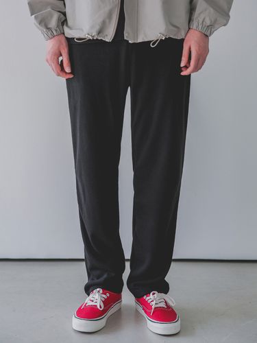 Comfort Basic Banding Knit Semi-wide Pants - alvinclo - Modalova