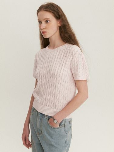 Short Half Sleeved Cable Knit_2 Color - Fabricology - Modalova