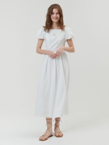 Square Neck Puff Dress_White - ouel - Modalova