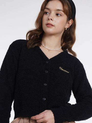 Logo Embroidered Cardigan - Black - VERSEONE - Modalova