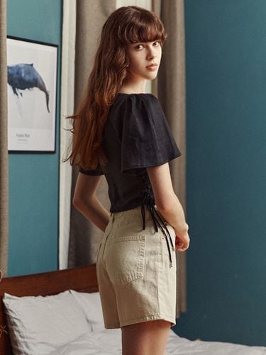 Corset Linen Blouse_Black - LETQSTUDIO - Modalova