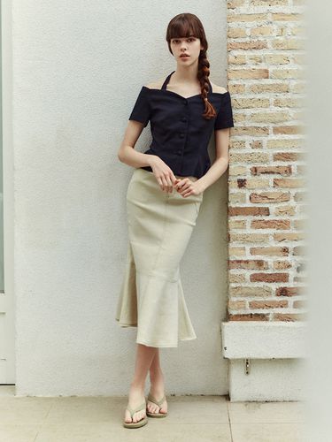 Linen Twill Mermaid Skirt_Lightsand - LETQSTUDIO - Modalova