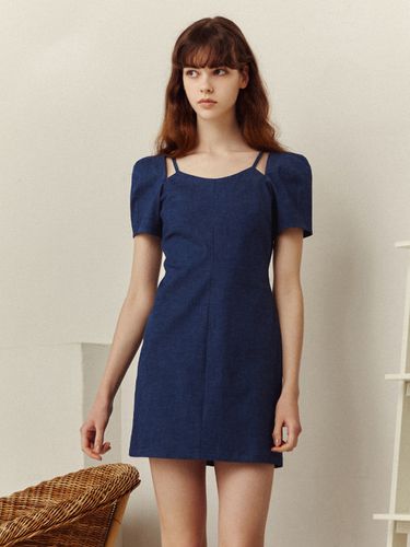 Mini Paper Strap Dress_Denim - LETQSTUDIO - Modalova