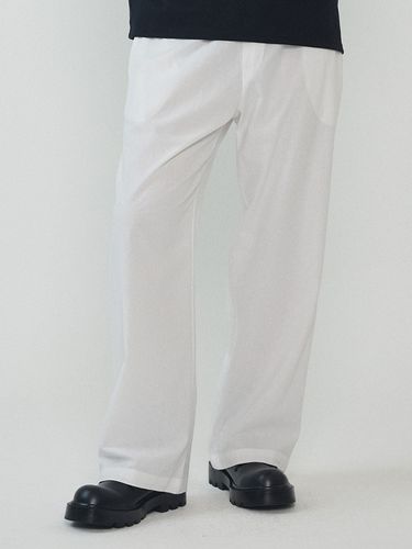 Linen Cotton Semi-Wide Pant - White - Analogmood - Modalova