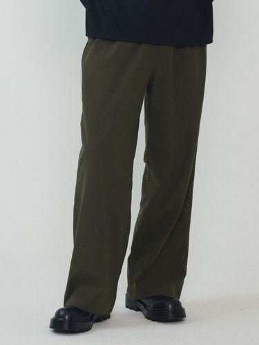 Linen Cotton Semi-Wide Pant - Khaki - Analogmood - Modalova